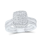 14K White Gold Diamond Fashion Cushion Bridal Set 3/8 Cttw - Splendid Jewellery