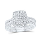 14K White Gold Diamond Fashion Cushion Bridal Set 3/8 Cttw - Splendid Jewellery