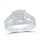 14K White Gold Diamond Fashion Cushion Bridal Set 3/8 Cttw - Splendid Jewellery