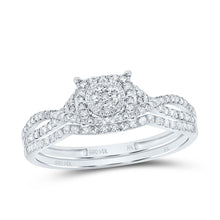 Load image into Gallery viewer, 14K White Gold Diamond Fashion Cushion Flower Bridal Set 1/3 Cttw - Splendid Jewellery