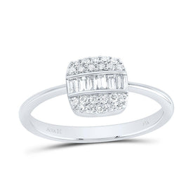 14K White Gold Diamond Fashion Cushion Ring 1/3 Cttw - Splendid Jewellery