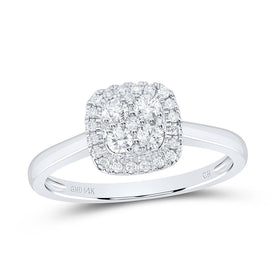14K White Gold Diamond Fashion Cushion Ring 1/3 Cttw - Splendid Jewellery