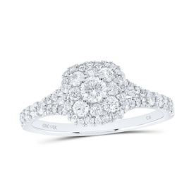 14K White Gold Diamond Fashion Cushion Ring 3/4 Cttw - Splendid Jewellery