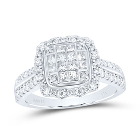 14K White Gold Diamond Fashion Cushion Ring 7/8 Cttw - Splendid Jewellery