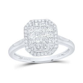 14K White Gold Diamond Fashion Emerald Ring 3/4 Cttw - Splendid Jewellery