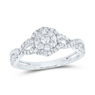14K White Gold Diamond Fashion Flower Bridal Ring 1/2 Cttw - Splendid Jewellery