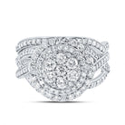 14K White Gold Diamond Fashion Flower Bridal Set 1 1/5 Cttw - Splendid Jewellery