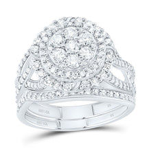 Load image into Gallery viewer, 14K White Gold Diamond Fashion Flower Bridal Set 1 1/5 Cttw - Splendid Jewellery
