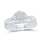 14K White Gold Diamond Fashion Flower Bridal Set 1/3 Cttw - Splendid Jewellery