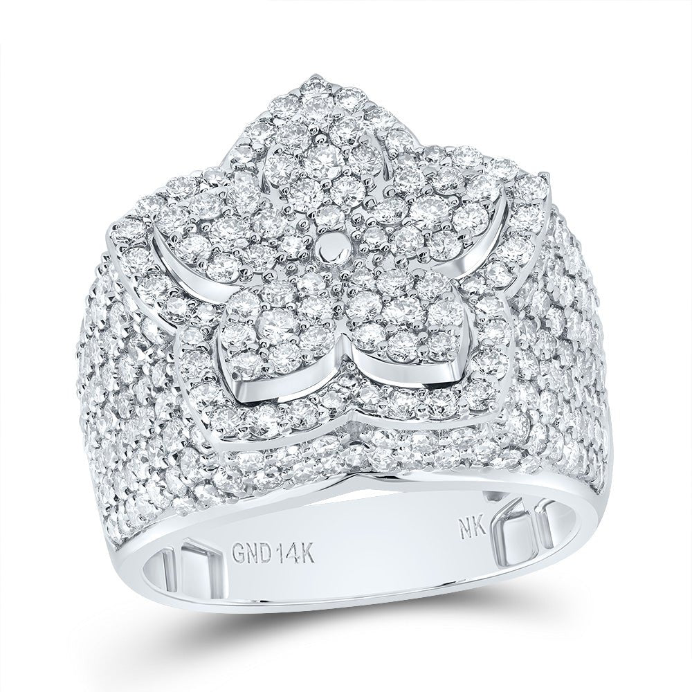 14K White Gold Diamond Fashion Flower Ring 3 Cttw - Splendid Jewellery