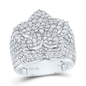 14K White Gold Diamond Fashion Flower Ring 3 Cttw - Splendid Jewellery