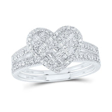 Load image into Gallery viewer, 14K White Gold Diamond Fashion Heart Bridal Set 1/2 Cttw - Splendid Jewellery