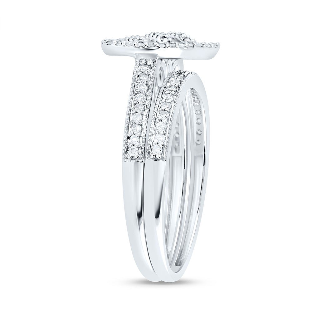 14K White Gold Diamond Fashion Heart Bridal Set 1/2 Cttw - Splendid Jewellery