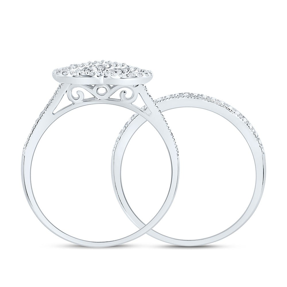 14K White Gold Diamond Fashion Heart Bridal Set 1/2 Cttw - Splendid Jewellery