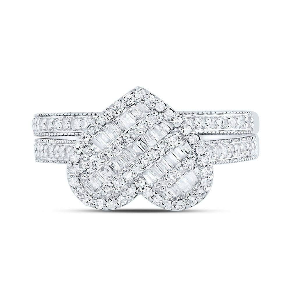 14K White Gold Diamond Fashion Heart Bridal Set 1/2 Cttw - Splendid Jewellery