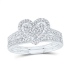14K White Gold Diamond Fashion Heart Bridal Set 1/2 Cttw - Splendid Jewellery