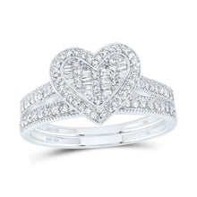 Load image into Gallery viewer, 14K White Gold Diamond Fashion Heart Bridal Set 1/3 Cttw - Splendid Jewellery