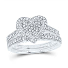 14K White Gold Diamond Fashion Heart Bridal Set 3/8 Cttw - Splendid Jewellery