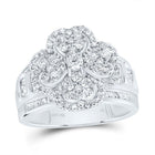 14K White Gold Diamond Fashion Heart Clover Ring 1 3/8 Cttw - Splendid Jewellery