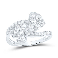 Load image into Gallery viewer, 14K White Gold Diamond Fashion Heart Cuff Ring 1 1/5 Cttw - Splendid Jewellery