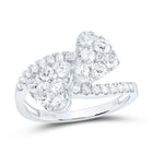 14K White Gold Diamond Fashion Heart Cuff Ring 1 1/5 Cttw - Splendid Jewellery