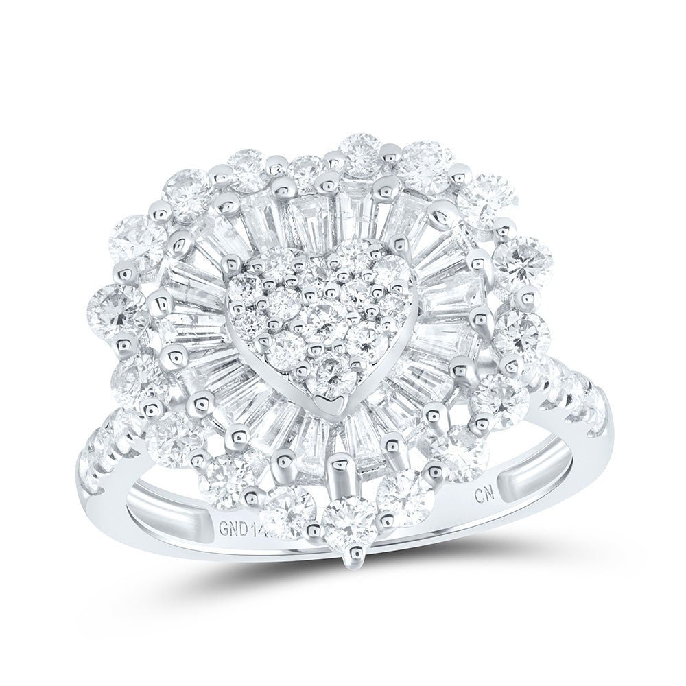 14K White Gold Diamond Fashion Heart Ring 1 7/8 Cttw - Splendid Jewellery