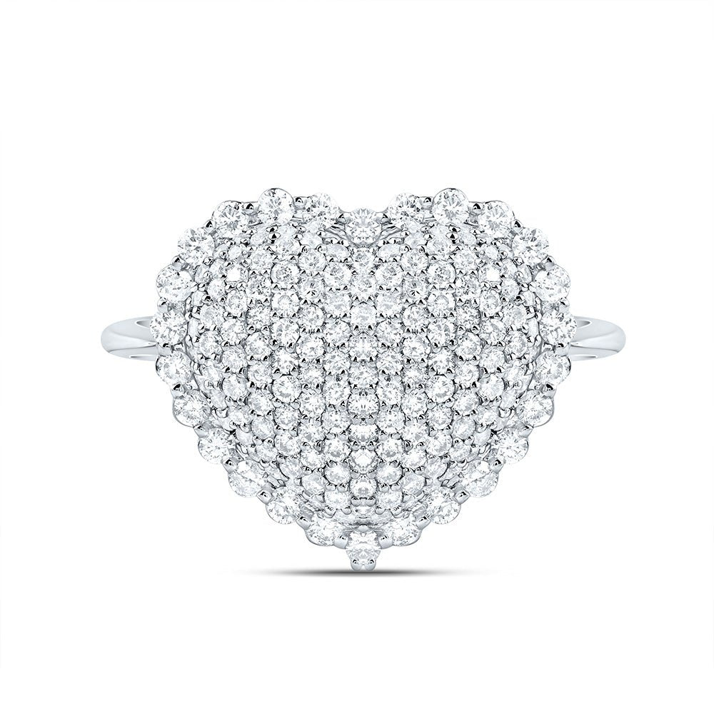 14K White Gold Diamond Fashion Heart Ring 1 Cttw - Splendid Jewellery