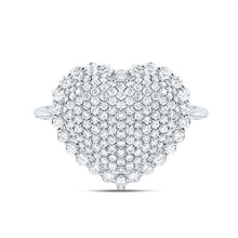 Load image into Gallery viewer, 14K White Gold Diamond Fashion Heart Ring 1 Cttw - Splendid Jewellery
