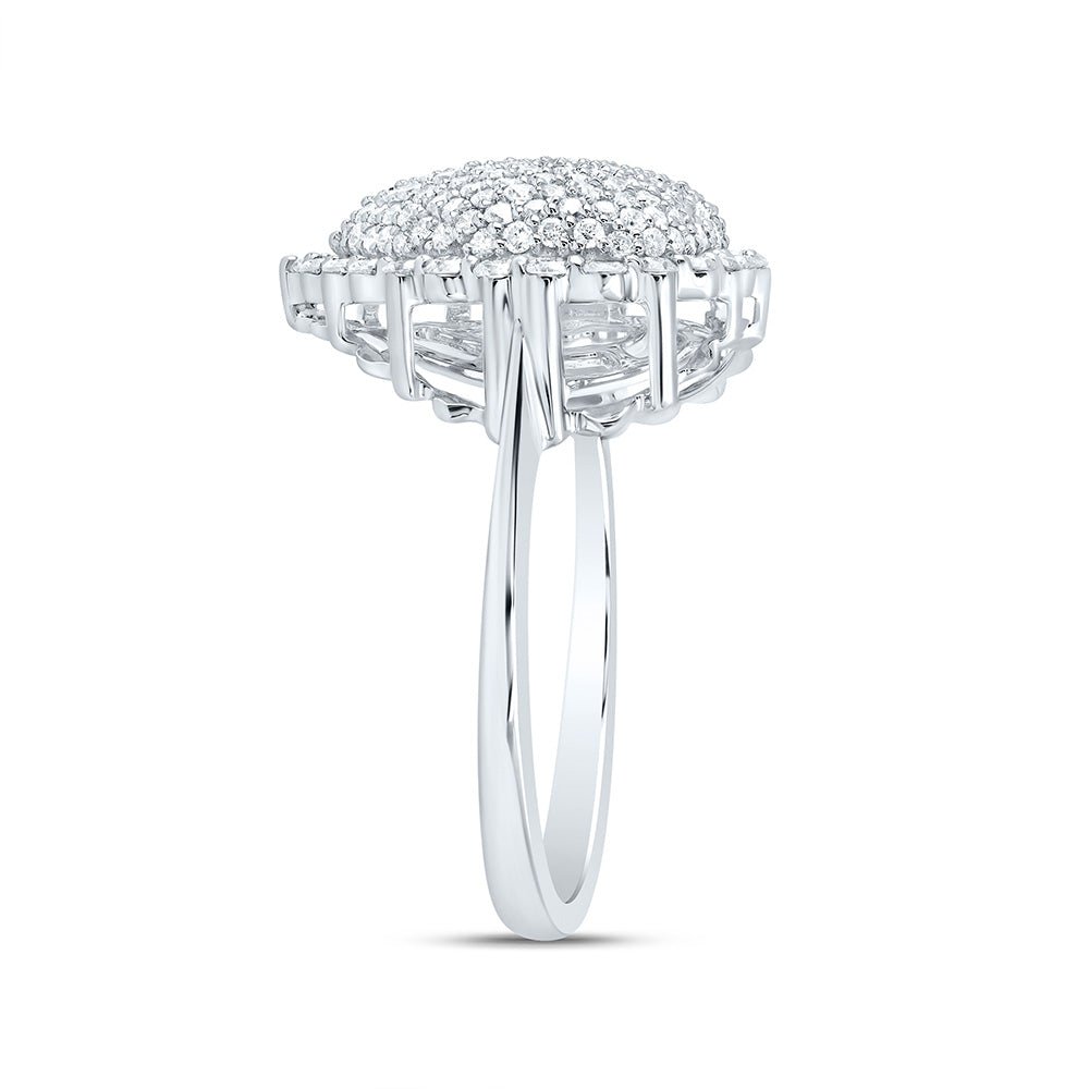 14K White Gold Diamond Fashion Heart Ring 1 Cttw - Splendid Jewellery