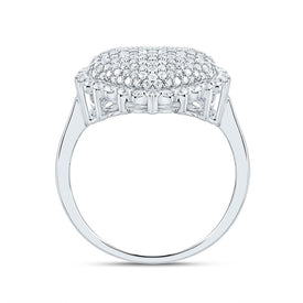 14K White Gold Diamond Fashion Heart Ring 1 Cttw - Splendid Jewellery