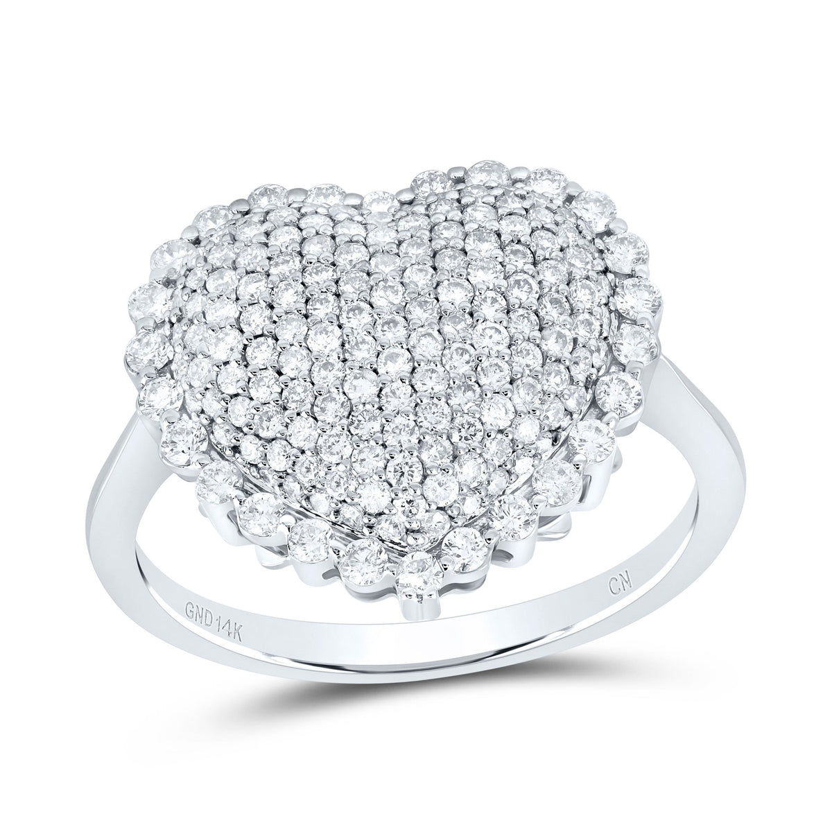 14K White Gold Diamond Fashion Heart Ring 1 Cttw - Splendid Jewellery