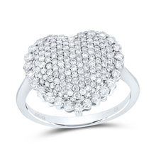 Load image into Gallery viewer, 14K White Gold Diamond Fashion Heart Ring 1 Cttw - Splendid Jewellery