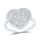 14K White Gold Diamond Fashion Heart Ring 1 Cttw - Splendid Jewellery