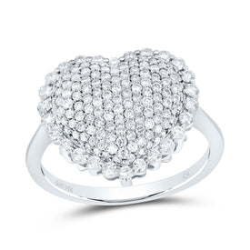 14K White Gold Diamond Fashion Heart Ring 1 Cttw - Splendid Jewellery
