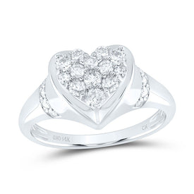14K White Gold Diamond Fashion Heart Ring 1/2 Cttw - Splendid Jewellery