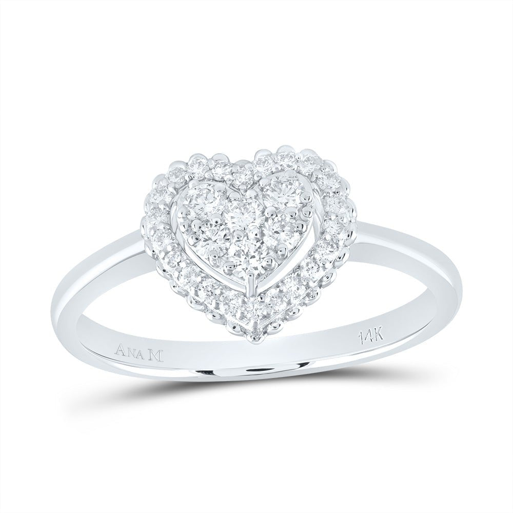 14K White Gold Diamond Fashion Heart Ring 1/3 Cttw - Splendid Jewellery