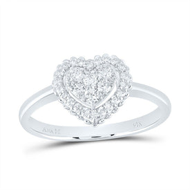 14K White Gold Diamond Fashion Heart Ring 1/3 Cttw - Splendid Jewellery