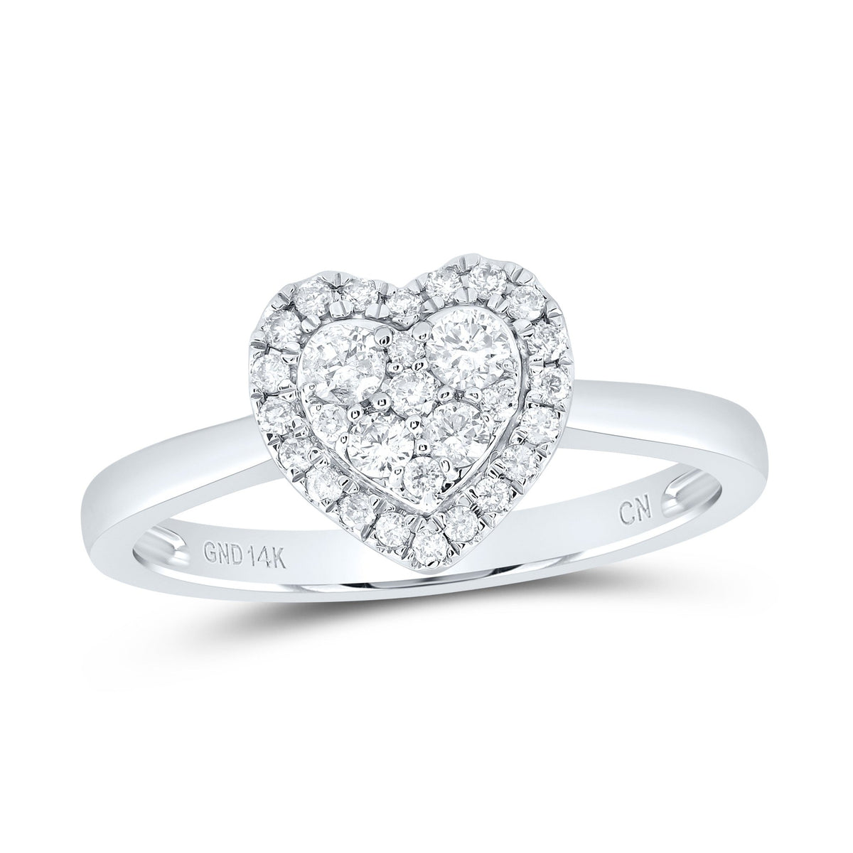 14K White Gold Diamond Fashion Heart Ring 1/3 Cttw - Splendid Jewellery