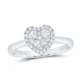 14K White Gold Diamond Fashion Heart Ring 1/3 Cttw - Splendid Jewellery