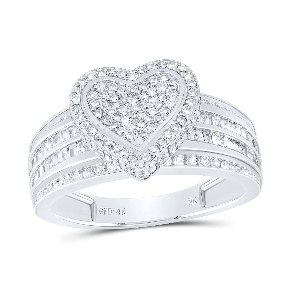 14K White Gold Diamond Fashion Heart Ring 5/8 Cttw - Splendid Jewellery