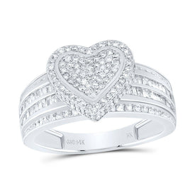 14K White Gold Diamond Fashion Heart Ring 5/8 Cttw - Splendid Jewellery