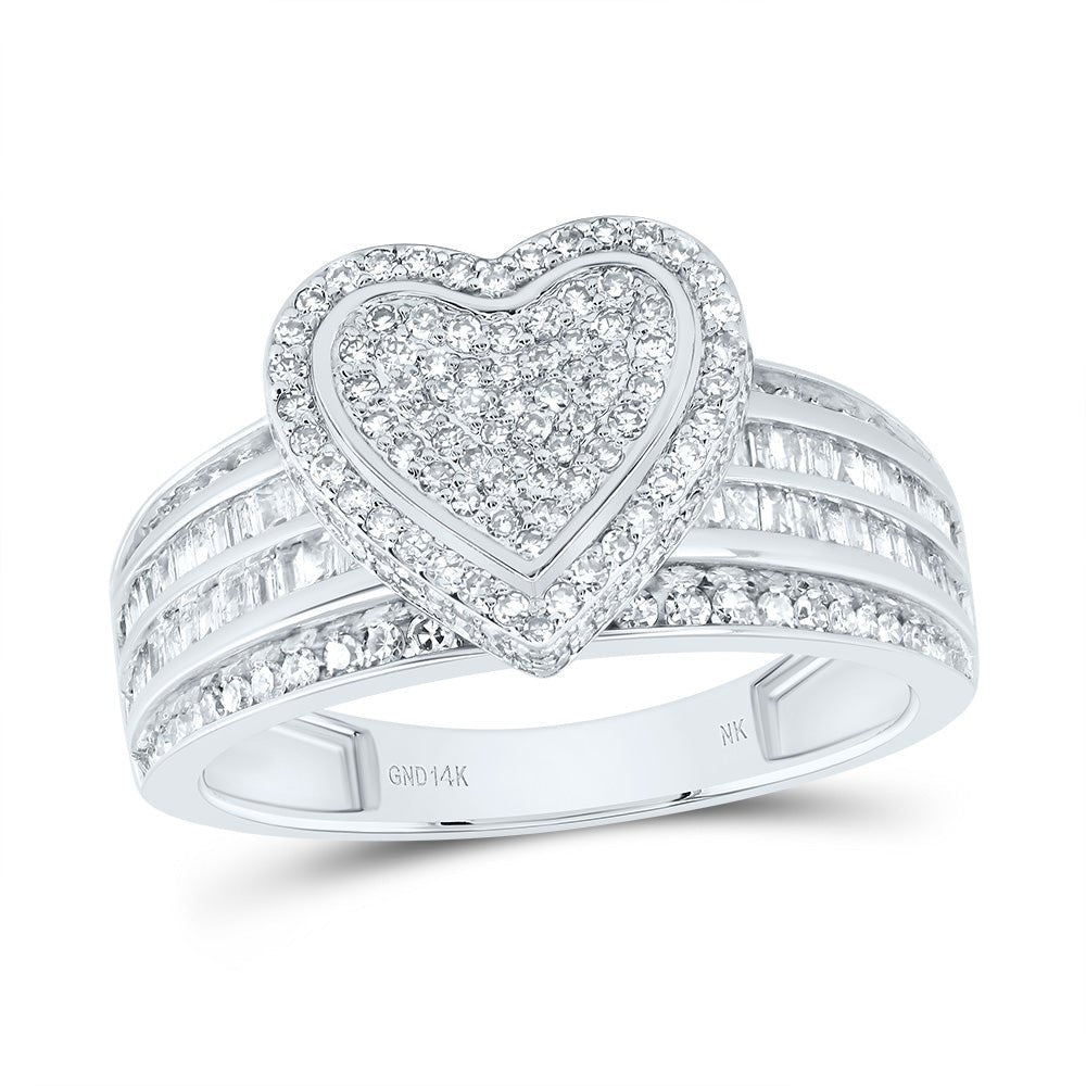 14K White Gold Diamond Fashion Heart Ring 7/8 Cttw - Splendid Jewellery