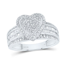 Load image into Gallery viewer, 14K White Gold Diamond Fashion Heart Ring 7/8 Cttw - Splendid Jewellery