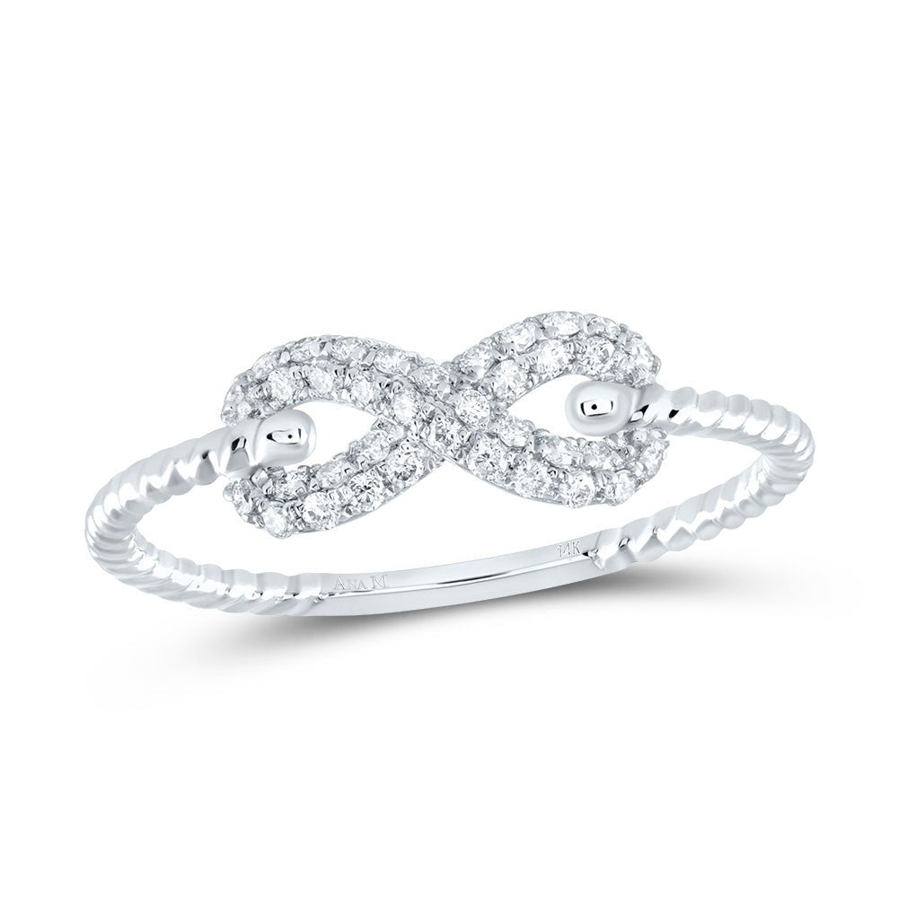 14K White Gold Diamond Fashion Infinity Ring 1/5 Cttw - Splendid Jewellery