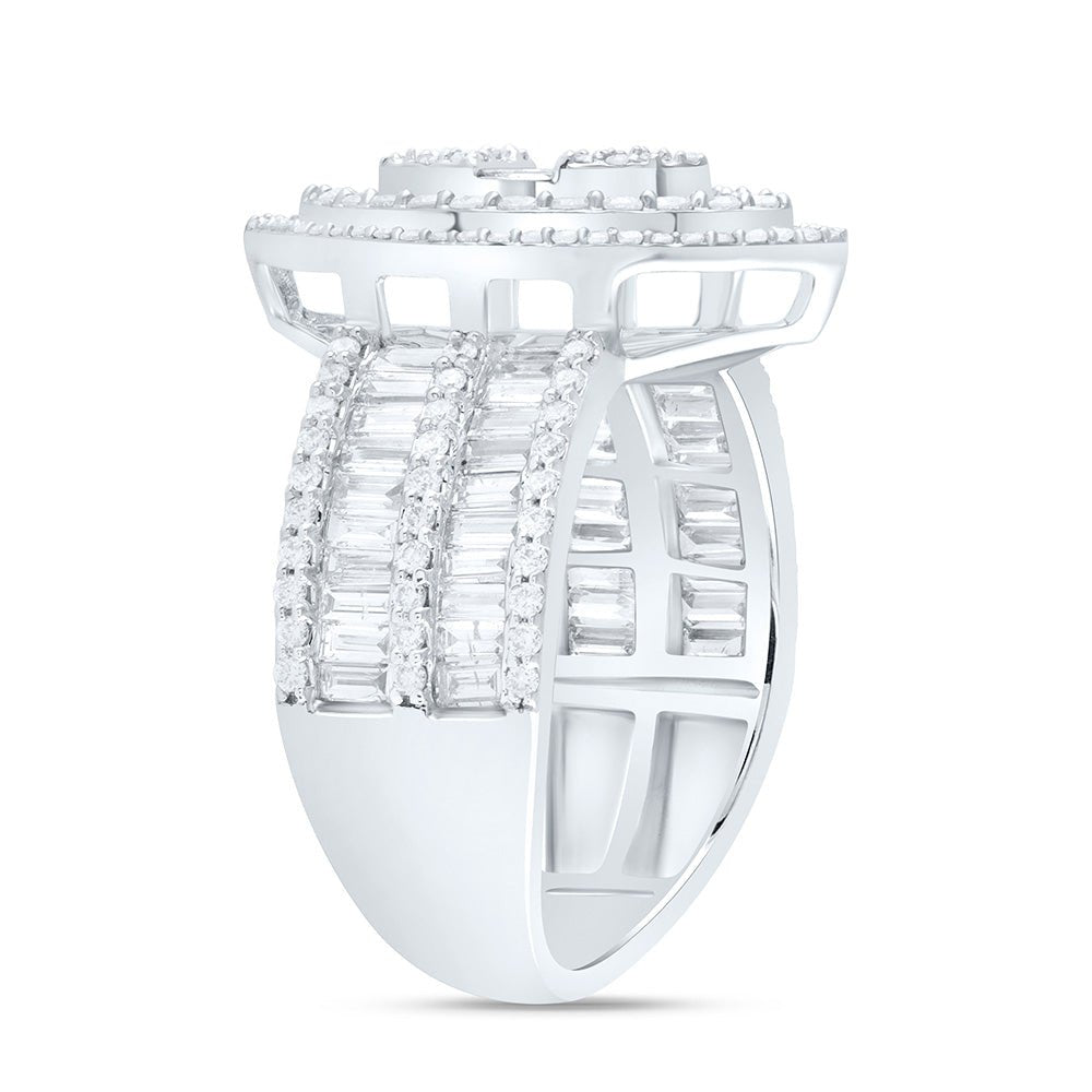 14K White Gold Diamond Fashion Marquise Baguette Bridal Ring 1 3/4 Cttw - Splendid Jewellery
