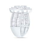 14K White Gold Diamond Fashion Marquise Baguette Bridal Ring 1 3/4 Cttw - Splendid Jewellery