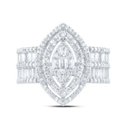 14K White Gold Diamond Fashion Marquise Baguette Bridal Ring 1 3/4 Cttw - Splendid Jewellery