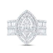 Load image into Gallery viewer, 14K White Gold Diamond Fashion Marquise Baguette Bridal Ring 1 3/4 Cttw - Splendid Jewellery
