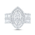 14K White Gold Diamond Fashion Marquise Baguette Bridal Ring 1 3/4 Cttw - Splendid Jewellery