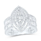 14K White Gold Diamond Fashion Marquise Baguette Bridal Ring 1 3/4 Cttw - Splendid Jewellery